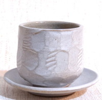 采岩(小) 茶杯及墊  灰白