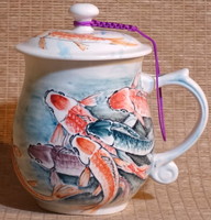 杯子(黃禎作 九如躍鯉) 茶杯 精心彩繪