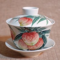 (黃禎作 福桃如意) 陶瓷茶杯 珍品典藏