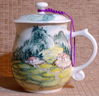 杯子(黃禎作 藍山綠莊) 茶杯 精心彩繪