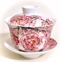 (黃禎作 百花輝紅) 陶瓷茶杯 珍品典藏